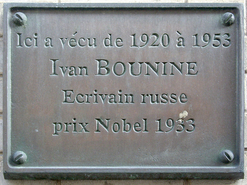 Targa commemorativa per Ivan Bunin a Parigi